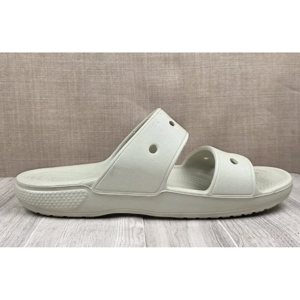Crocs Classic Two-Strap Slip On Slide Sandals Cream Mens 8 Womens 10 Beach Pool